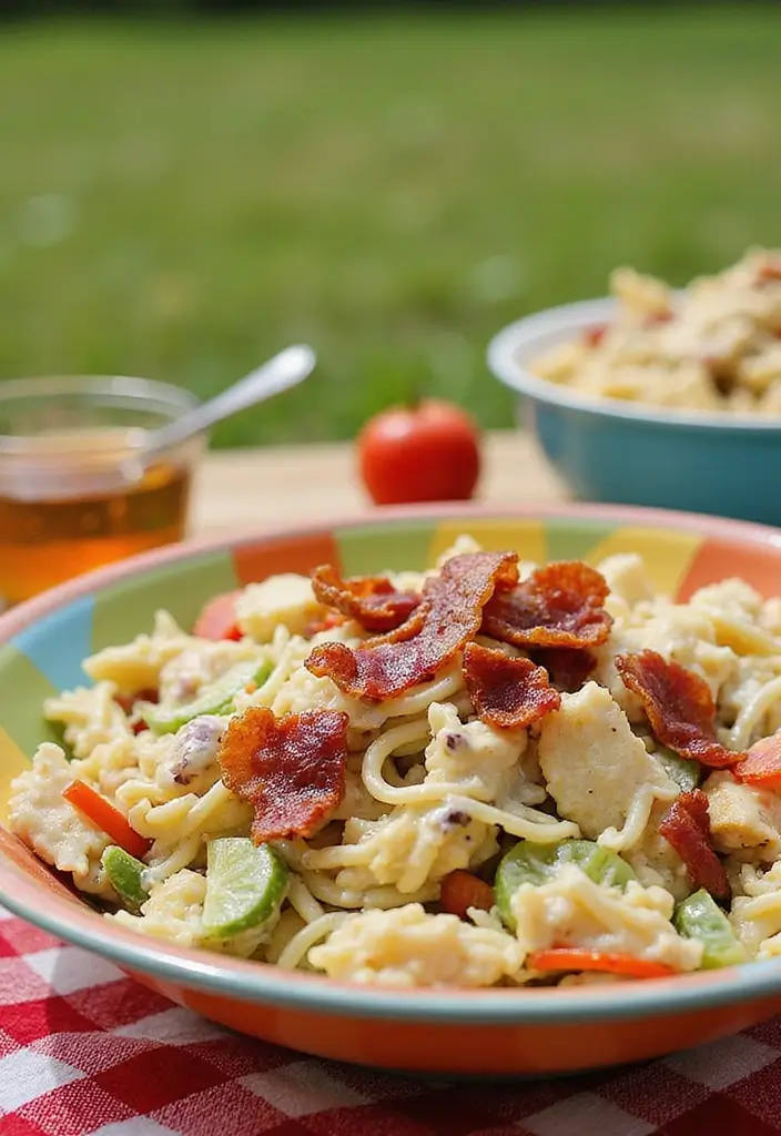 30 Chicken Pasta Salad Recipes for Easy Dinners - 20. Bacon Ranch Chicken Pasta Salad