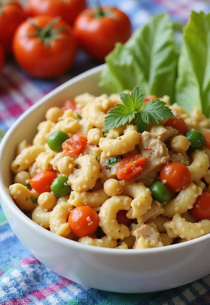 30 Chicken Pasta Salad Recipes for Easy Dinners - 26. Chickpea Chicken Pasta Salad
