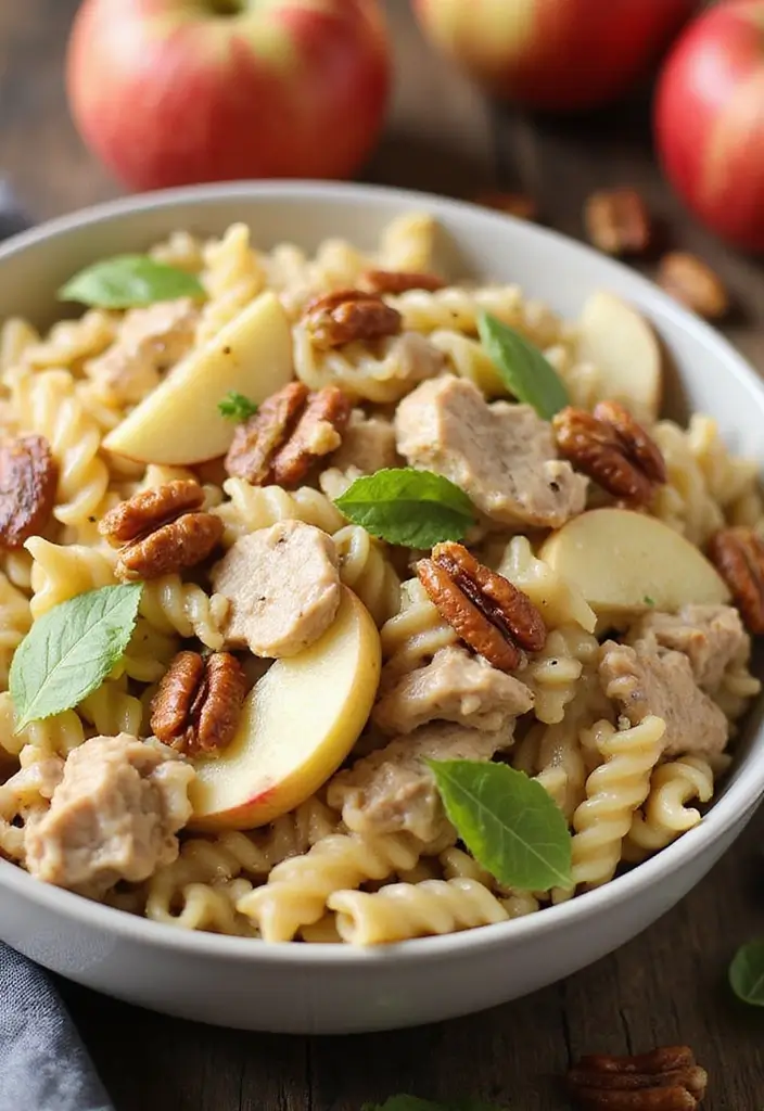 30 Chicken Pasta Salad Recipes for Easy Dinners - 29. Apple Walnut Chicken Pasta Salad