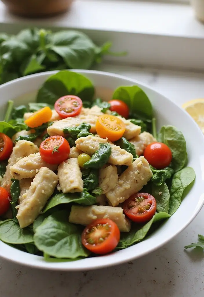 30 Chicken Pasta Salad Recipes for Easy Dinners - 9. Spinach and Chicken Pasta Salad