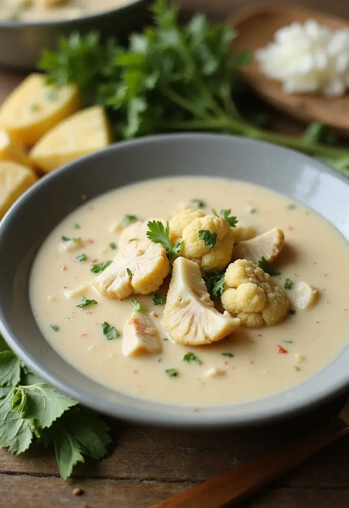 30 Chicken Vegetable Soup Recipes Full of Comfort - 20. Chicken and Cauliflower Soup