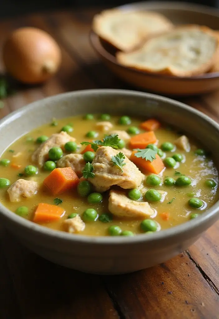 30 Chicken Vegetable Soup Recipes Full of Comfort - 27. Chicken and Pea Soup