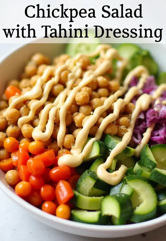 30 Chickpea Salad Recipes Packed with Protein - 10. Chickpea Salad with Tahini Dressing