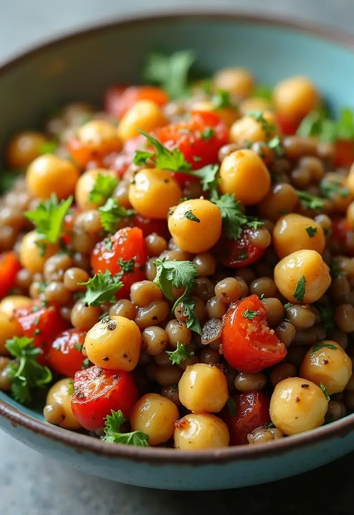 30 Chickpea Salad Recipes Packed with Protein - 14. Chickpea and Lentil Salad