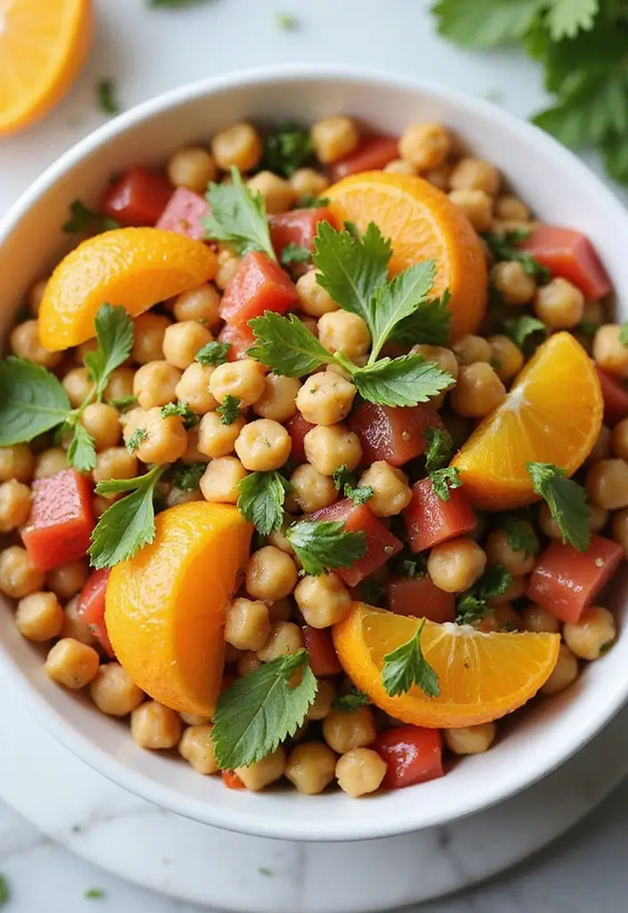 30 Chickpea Salad Recipes Packed with Protein - 16. Mediterranean Chickpea Salad with Oranges