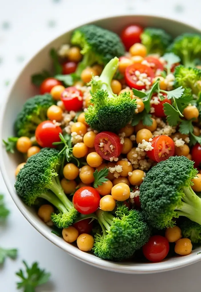 30 Chickpea Salad Recipes Packed with Protein - 19. Chickpea and Broccoli Salad