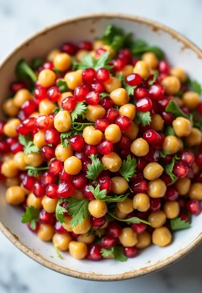 30 Chickpea Salad Recipes Packed with Protein - 22. Chickpea Salad with Pomegranate