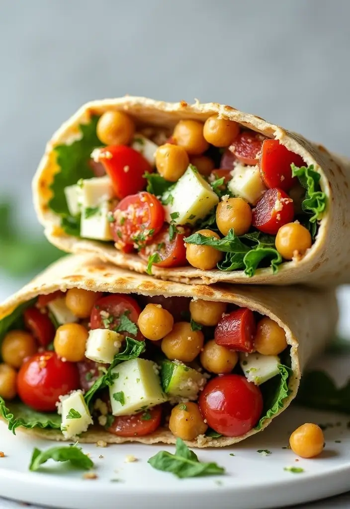 30 Chickpea Salad Recipes Packed with Protein - 7. Chickpea Greek Salad Wrap