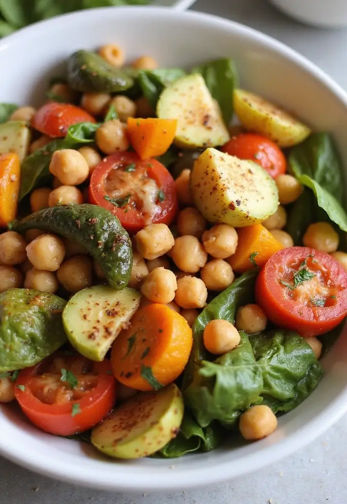 30 Chickpea Salad Recipes Packed with Protein - 8. Chickpea and Roasted Vegetable Salad