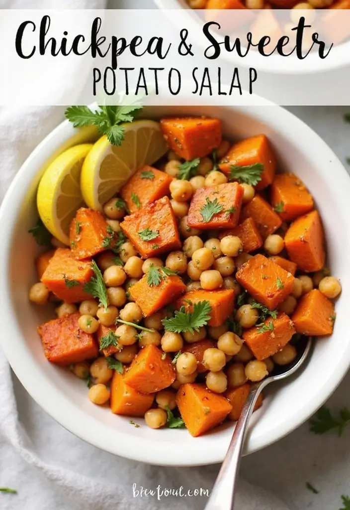 30 Chickpea Salad Recipes Packed with Protein - 9. Chickpea and Sweet Potato Salad