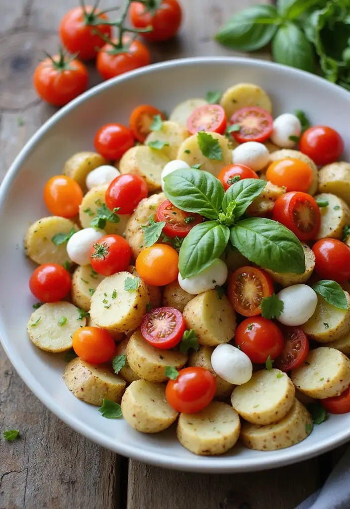 30 Creamy Potato Salad Recipes for BBQs and Picnics - 11. Caprese Potato Salad
