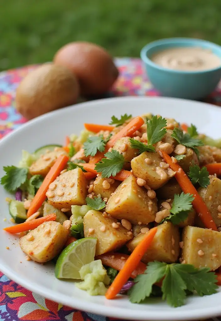 30 Creamy Potato Salad Recipes for BBQs and Picnics - 23. Thai Peanut Potato Salad