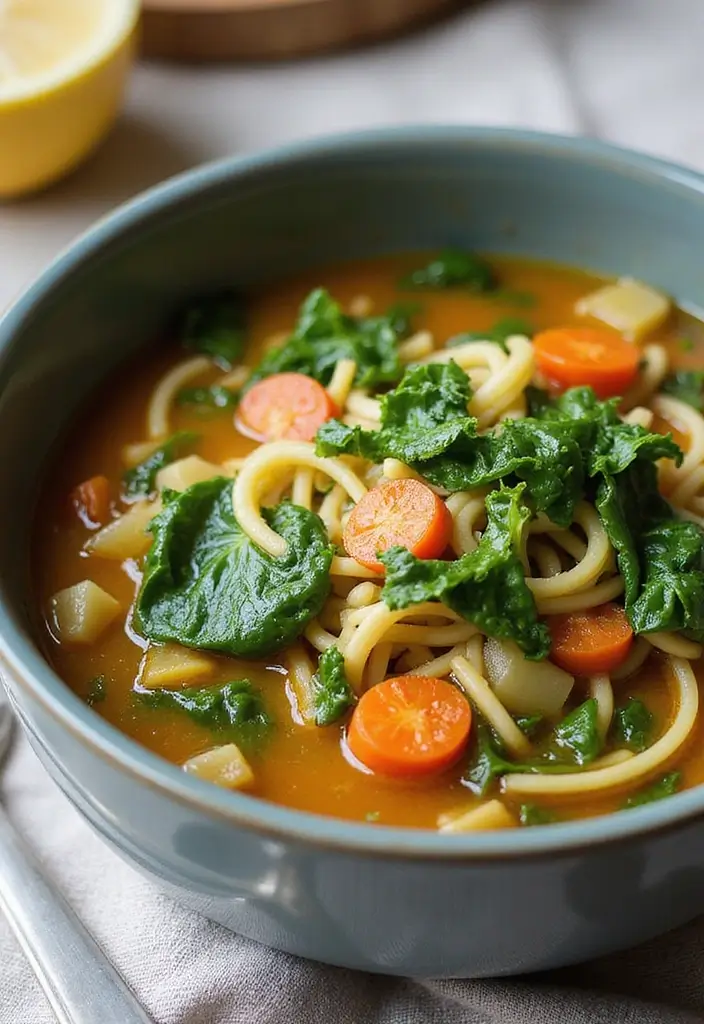 30 Delightful Noodle Soup Recipes from Around the World - 25. Swiss Chard and Vegetable Noodle Soup