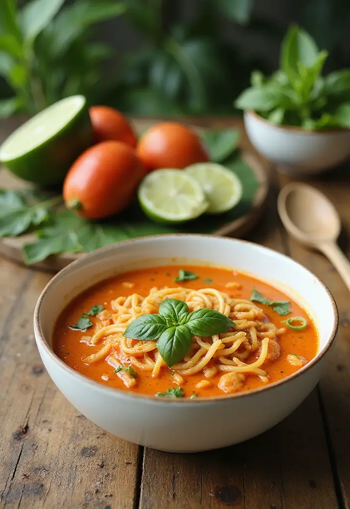30 Delightful Noodle Soup Recipes from Around the World - 4. Thai Coconut Noodle Soup