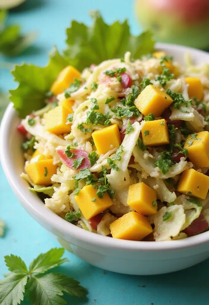 30 Healthy Cabbage Salad Recipes for Light Crisp Meals - 16. Cabbage and Mango Salad