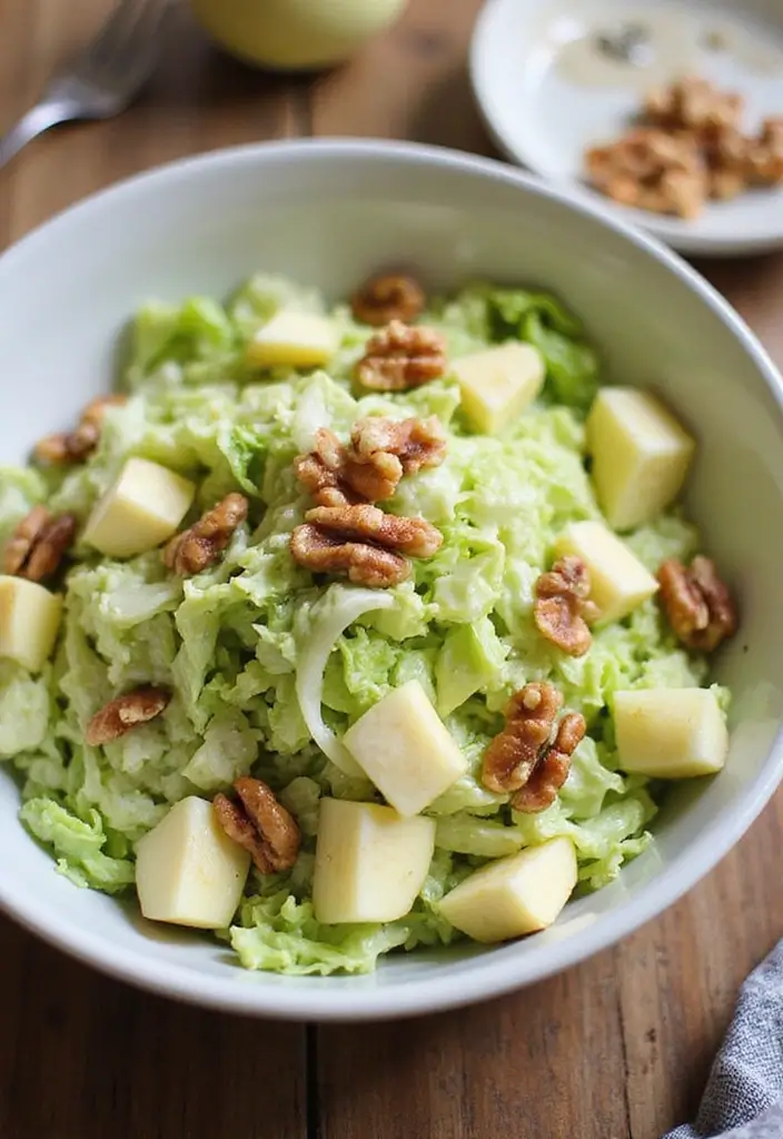 30 Healthy Cabbage Salad Recipes for Light Crisp Meals - 7. Crunchy Apple and Walnut Cabbage Salad