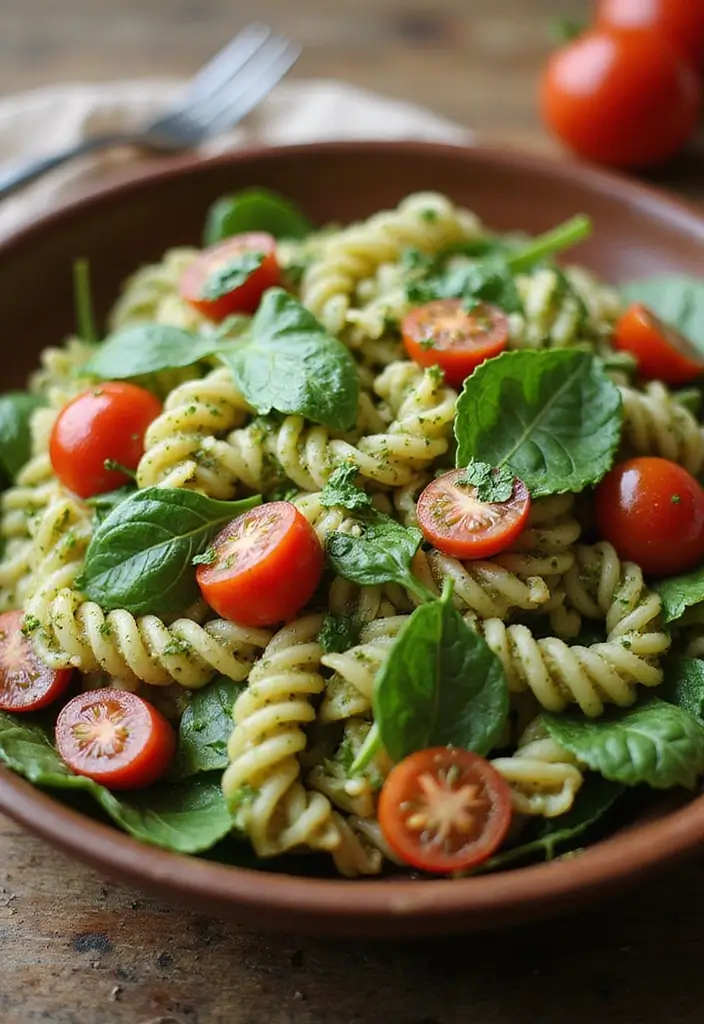 30 High-Protein Salad Recipes to Keep You Energized 85 30 High-Protein Salad Recipes to Keep You Energized - 17. Pesto Pasta Salad with Spinach