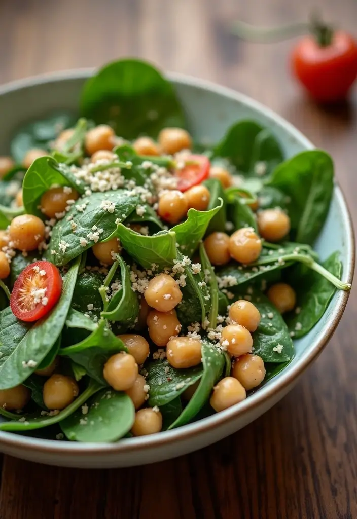 30 High-Protein Salad Recipes to Keep You Energized 6 30 High-Protein Salad Recipes to Keep You Energized - 2. Chickpea Spinach Salad