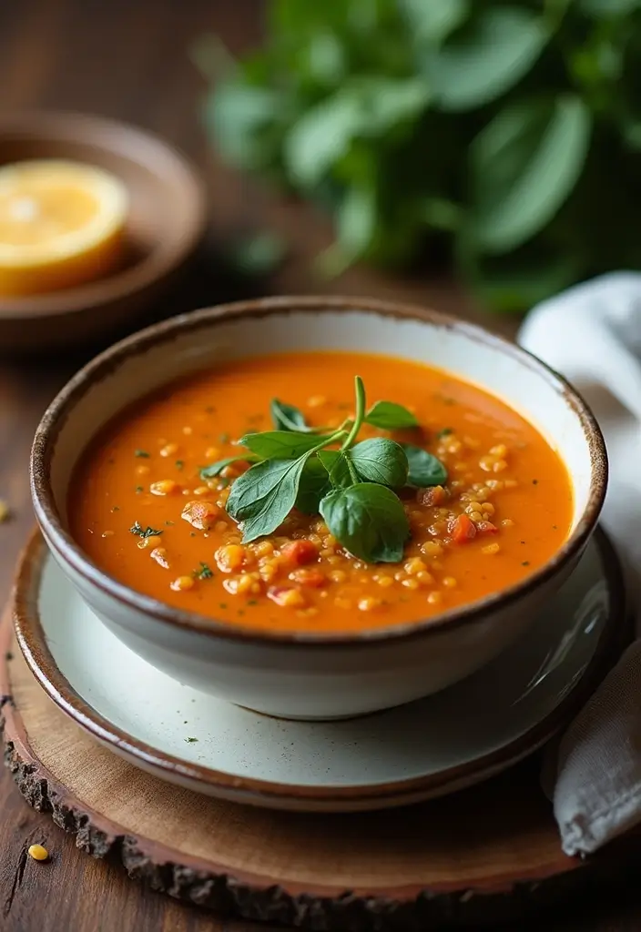 30 High-Protein Soup Recipes to Keep You Full and Energized - 19. Red Lentil Soup with Spinach