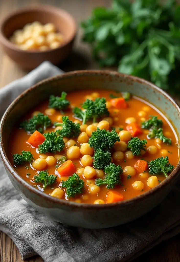30 High-Protein Soup Recipes to Keep You Full and Energized - 25. Chickpea and Kale Soup