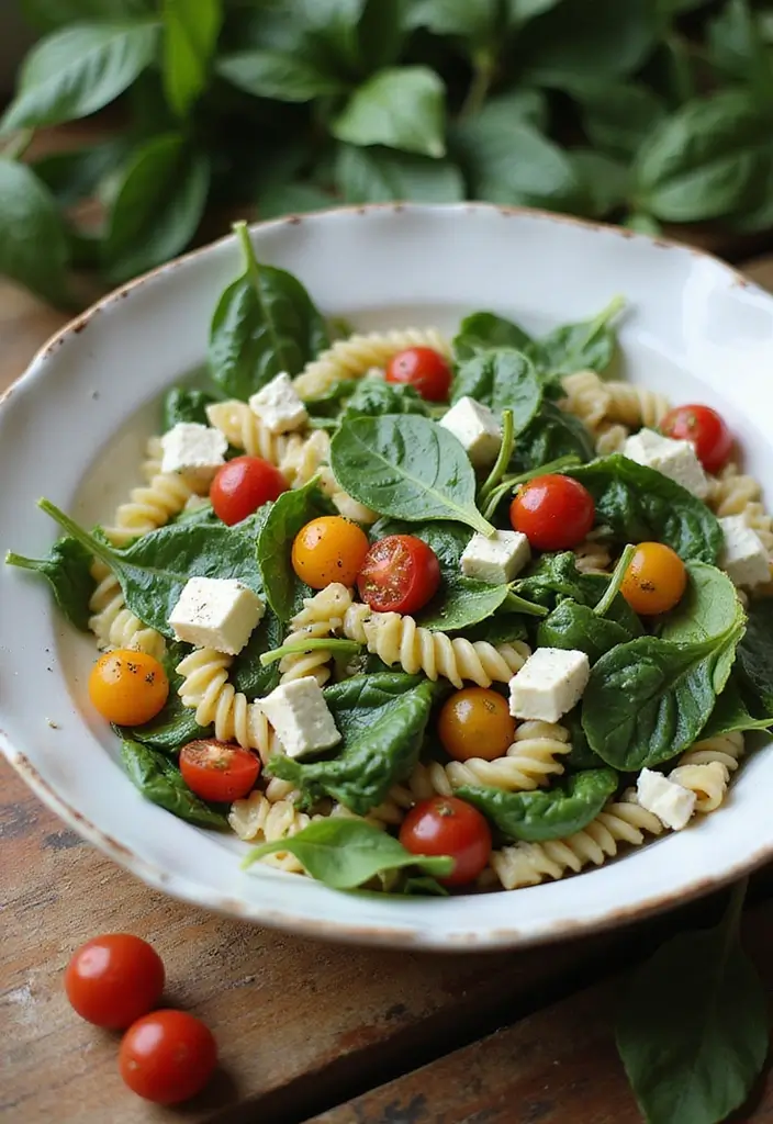 30 Noodle Salad Recipes for a Fresh Twist on Pasta 55 30 Noodle Salad Recipes for a Fresh Twist on Pasta - 9. Spinach and Feta Pasta Salad