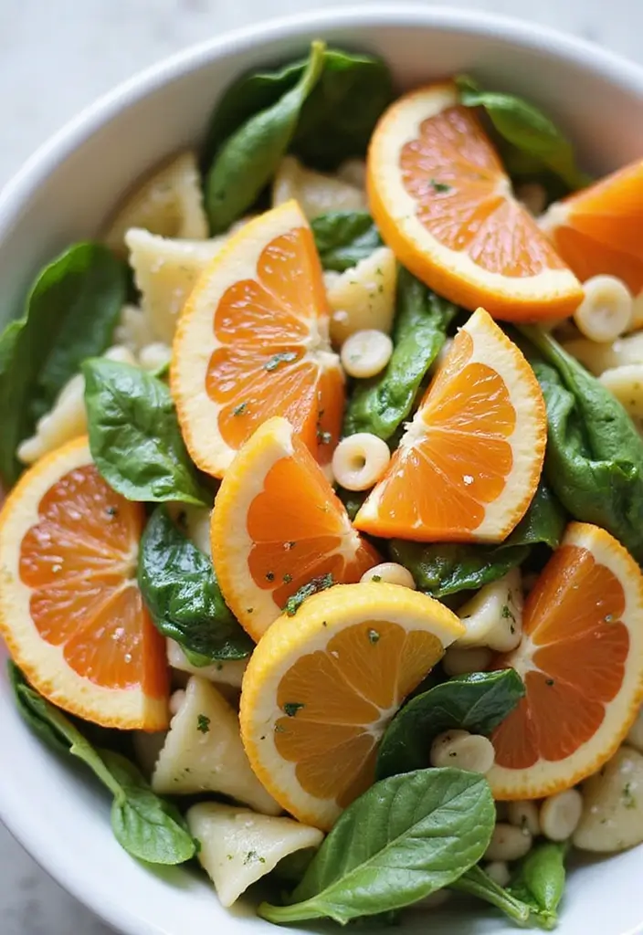 30 Pasta Salad Recipes That Are Perfect for Any Occasion 114 30 Pasta Salad Recipes That Are Perfect for Any Occasion - 18. Citrus Spinach Pasta Salad