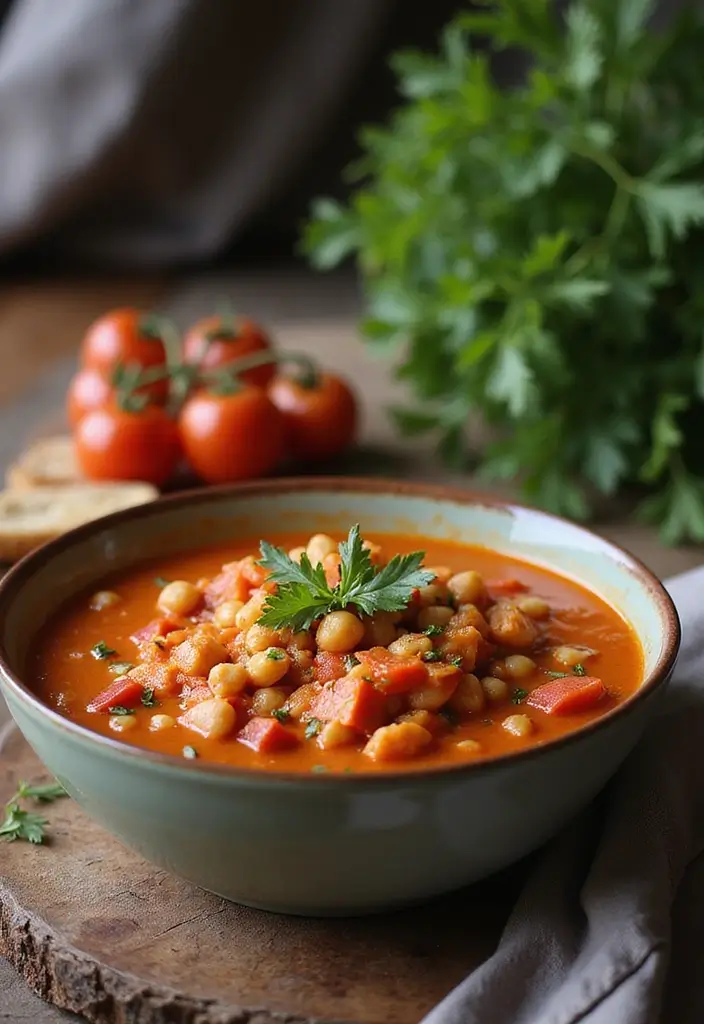 30 Pasta Soup Recipes Perfect for Cozy Evenings - 15. Spicy Tomato and Chickpea Pasta Soup