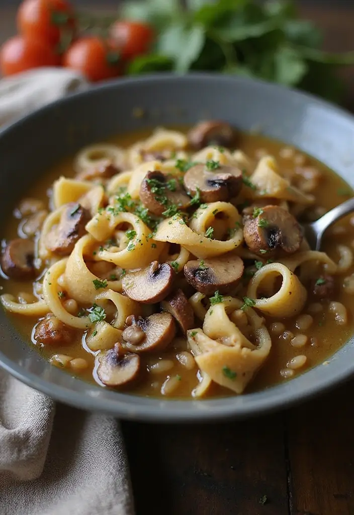 30 Pasta Soup Recipes Perfect for Cozy Evenings - 6. Mushroom and Barley Pasta Soup