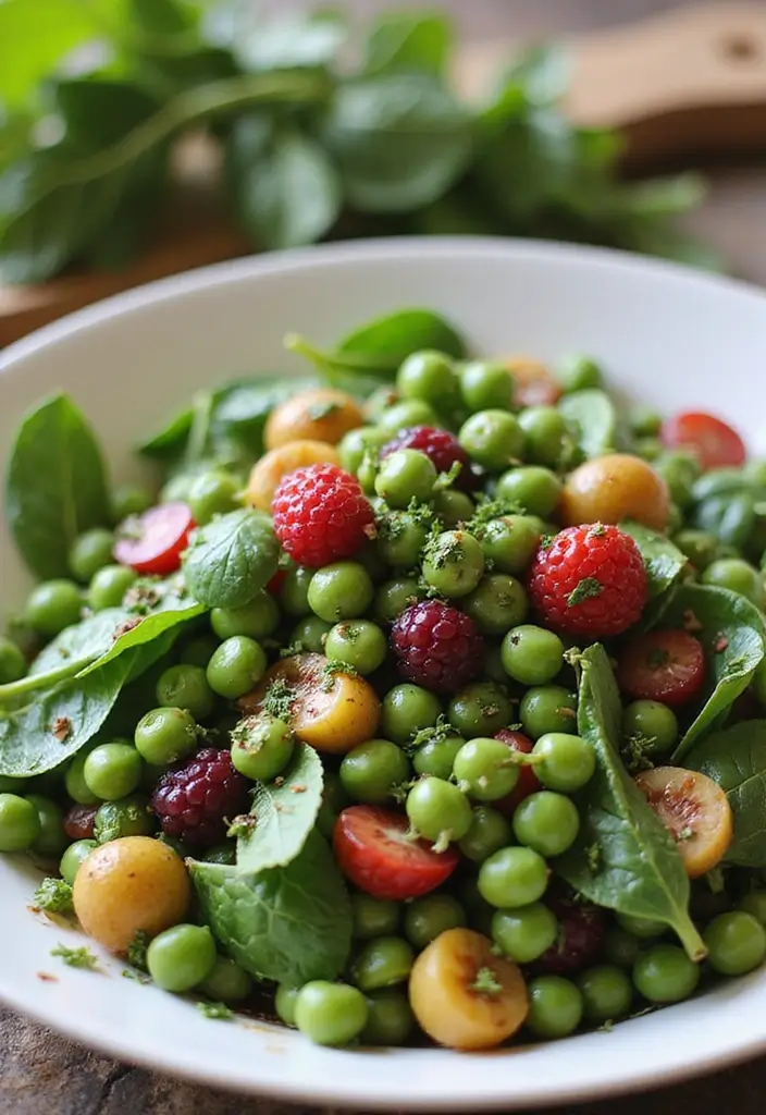 30 Pea Salad Recipes for a Refreshing Side Dish - 23. Pea Salad with Spinach and Berries