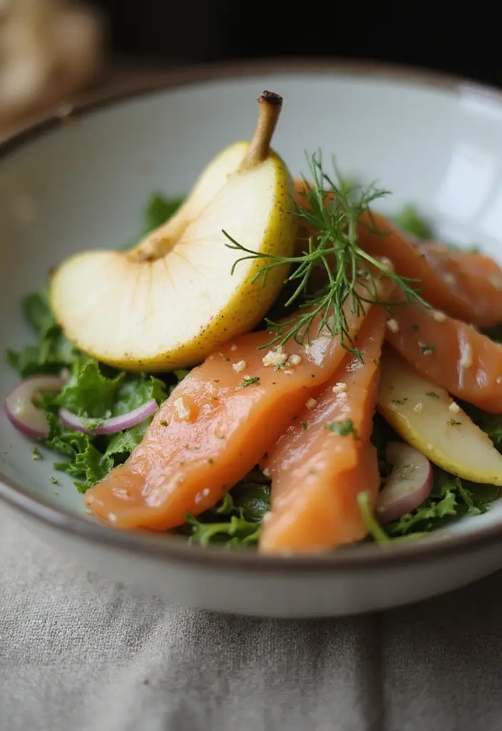 30 Pear Salad Recipes That Are Sweet and Sophisticated - 13. Pear and Smoked Salmon Salad
