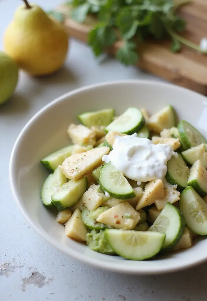 30 Pear Salad Recipes That Are Sweet and Sophisticated - 18. Pear and Cucumber Salad