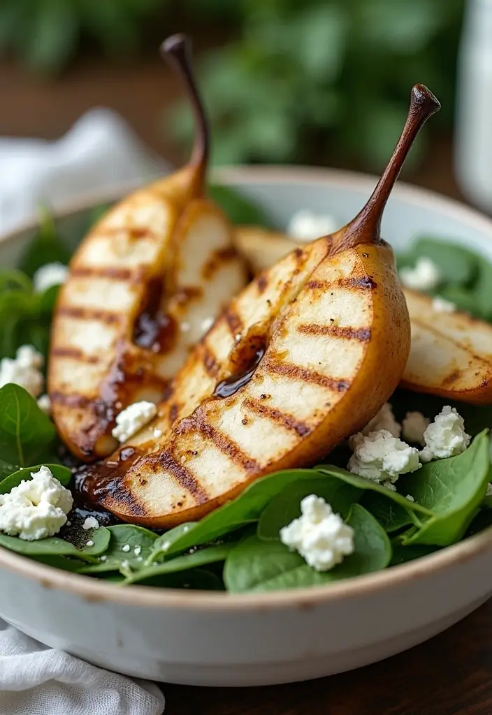 30 Pear Salad Recipes That Are Sweet and Sophisticated - 9. Grilled Pear and Spinach Salad