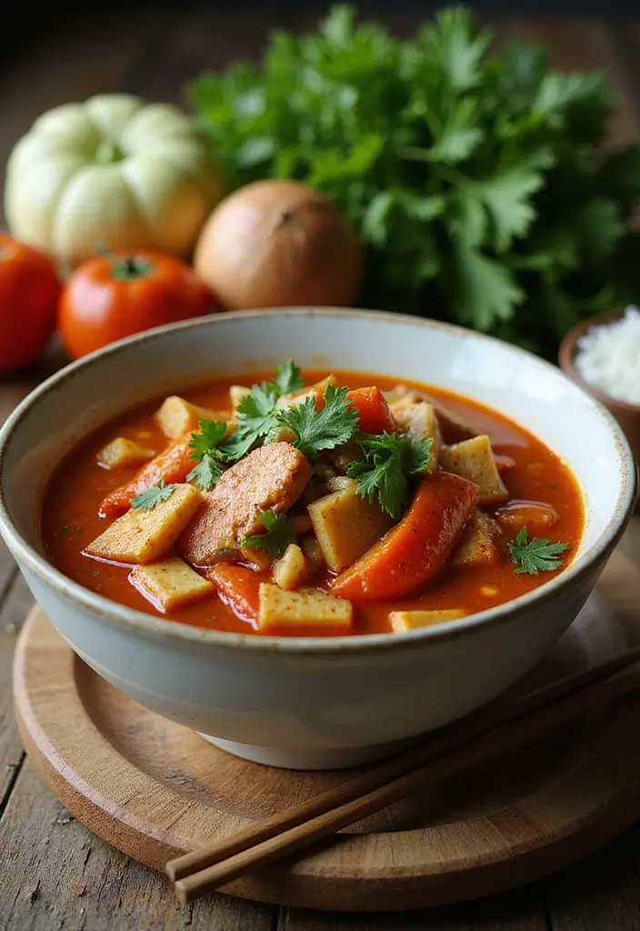 30 Pork Soup Recipes That Are Hearty and Savory 20 30 Pork Soup Recipes That Are Hearty and Savory - 4. Spicy Pork and Vegetable Soup