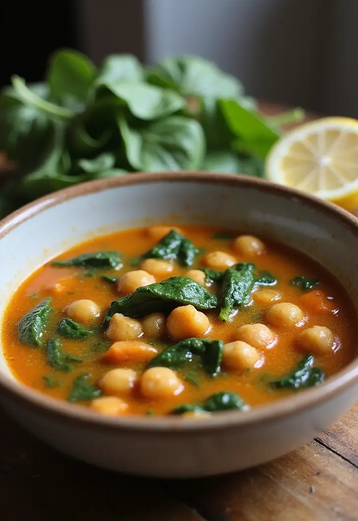 30 Quick and Easy Soup Recipes Ready in 30 Minutes - 2. Spicy Chickpea and Spinach Soup