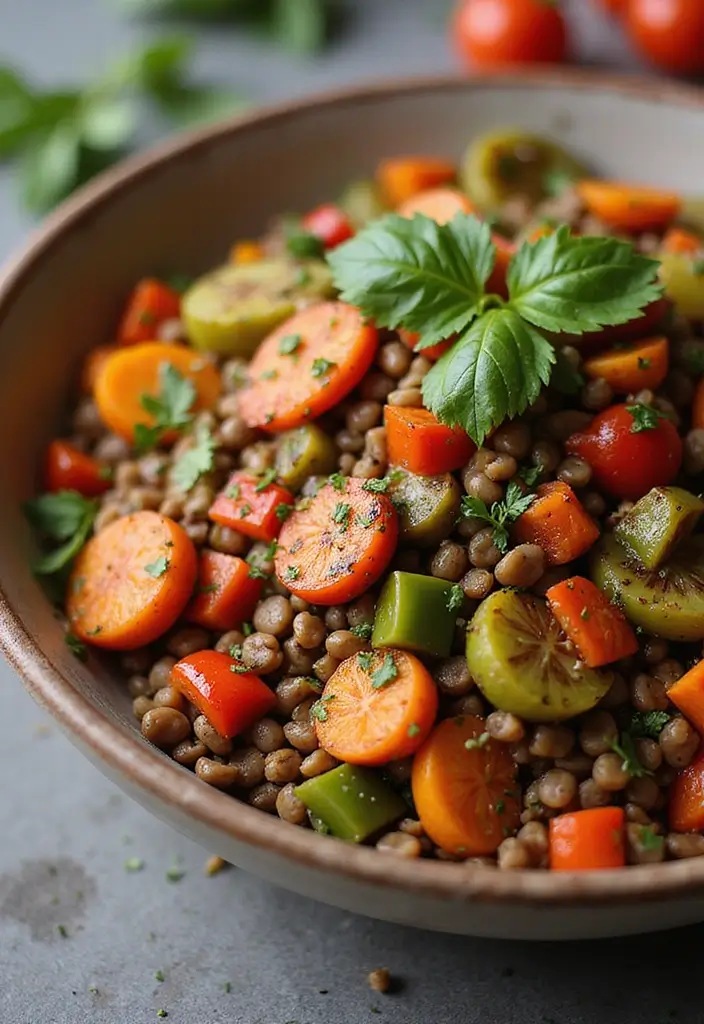 30 Raw Salad Recipes That Are Fresh and Full of Crunch - 18. Lentil Salad with Roasted Veggies