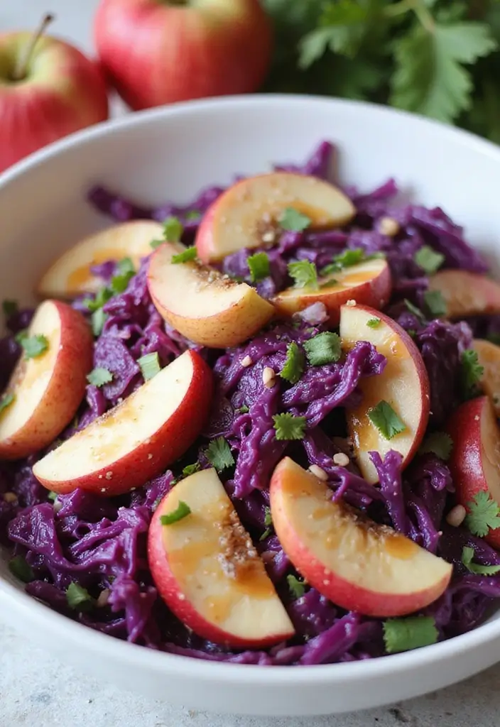 30 Red Cabbage Salad Recipes That Are Fresh and Vibrant - 12. Red Cabbage and Apple Salad