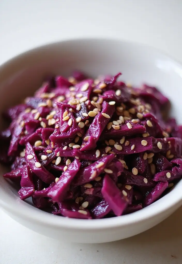 30 Red Cabbage Salad Recipes That Are Fresh and Vibrant - 14. Red Cabbage and Sesame Salad