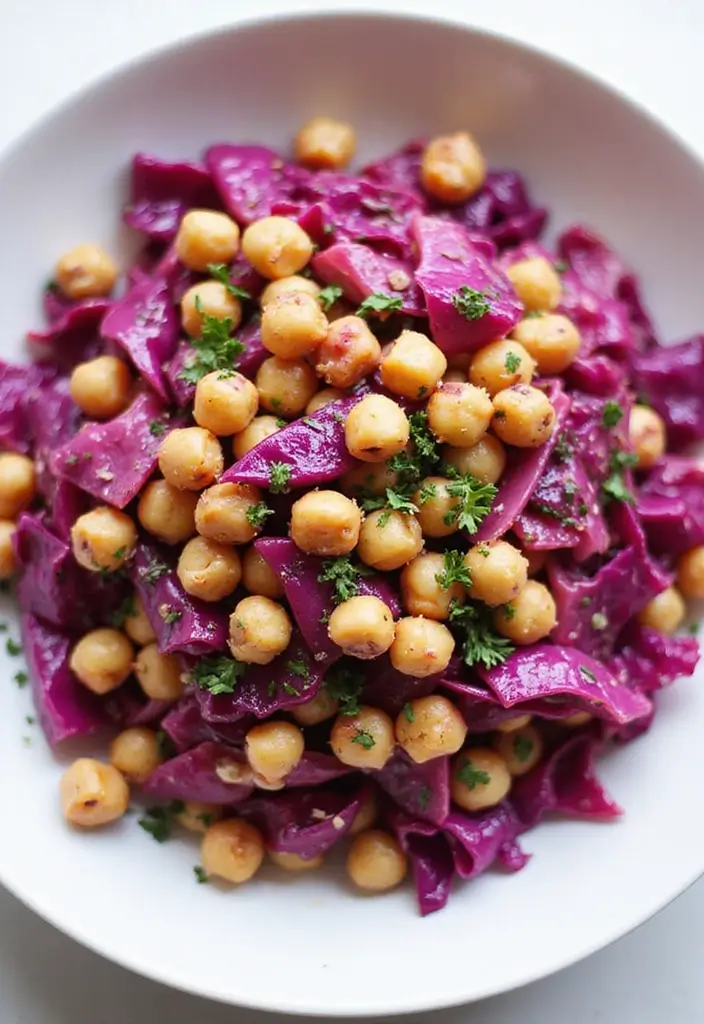30 Red Cabbage Salad Recipes That Are Fresh and Vibrant - 21. Red Cabbage and Chickpea Salad