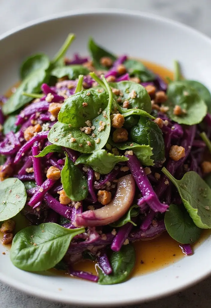 30 Red Cabbage Salad Recipes That Are Fresh and Vibrant - 24. Red Cabbage and Spinach Salad
