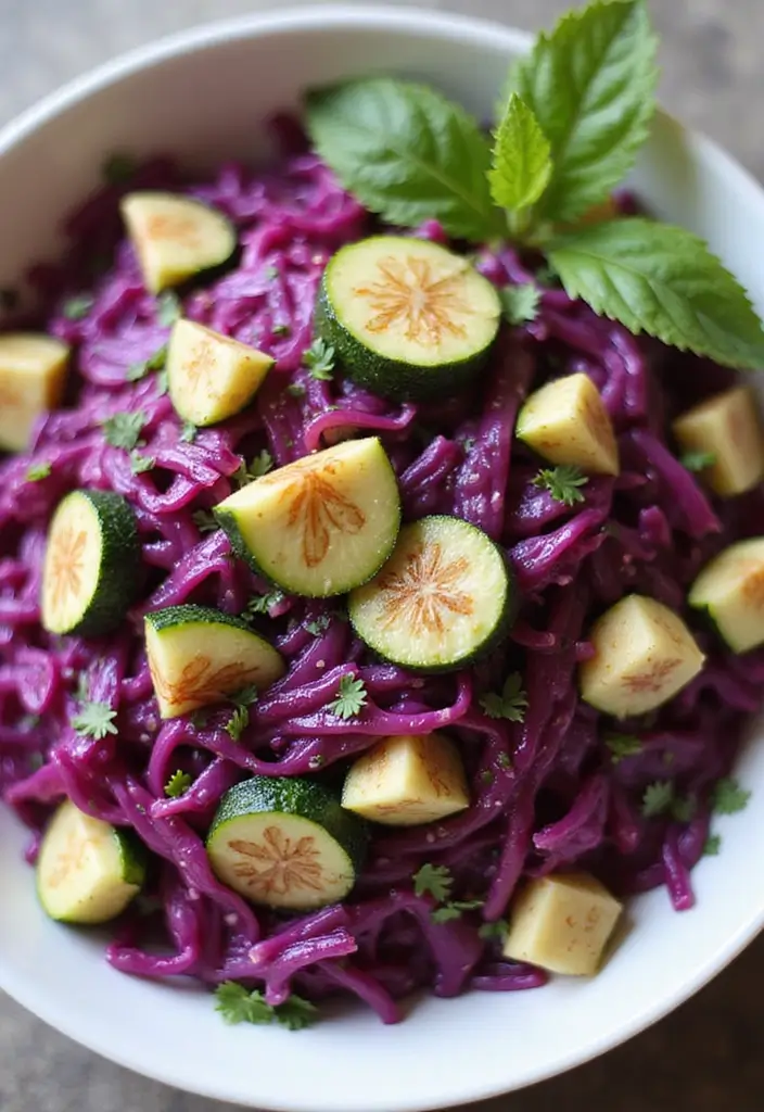 30 Red Cabbage Salad Recipes That Are Fresh and Vibrant - 30. Red Cabbage and Zucchini Salad
