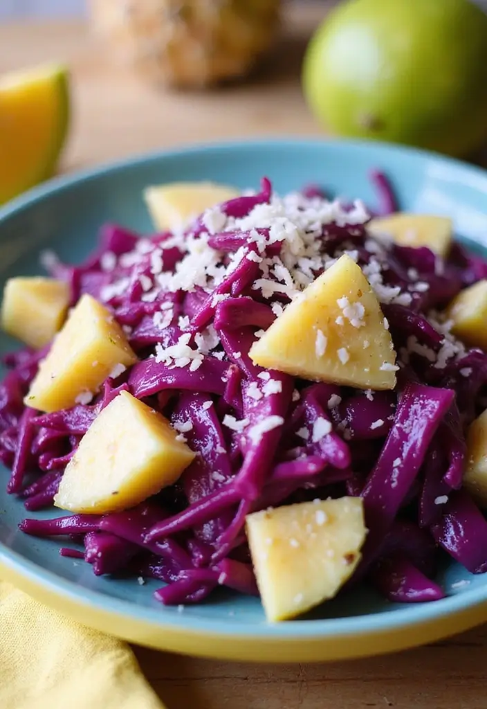 30 Red Cabbage Salad Recipes That Are Fresh and Vibrant - 9. Tropical Red Cabbage Salad