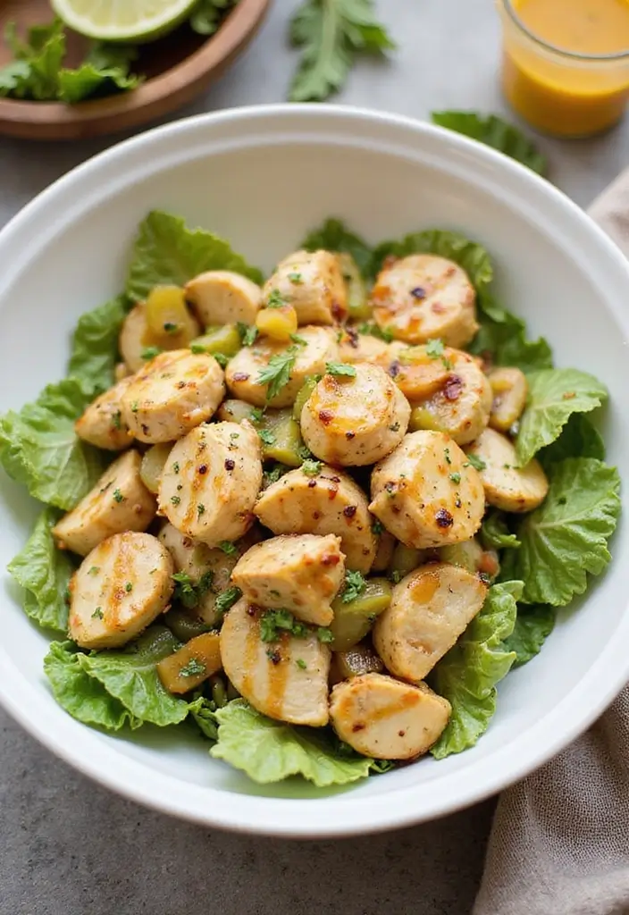 30 Romaine Salad Recipes That Are Crisp and Flavorful - 13. Honey Mustard Chicken and Romaine Salad