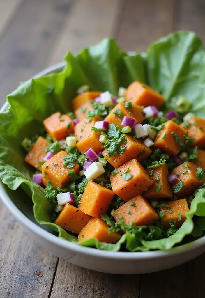 30 Romaine Salad Recipes That Are Crisp and Flavorful - 21. Sweet Potato and Romaine Salad
