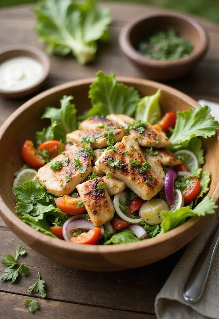 30 Romaine Salad Recipes That Are Crisp and Flavorful - 23. Rustic Chicken and Romaine Salad