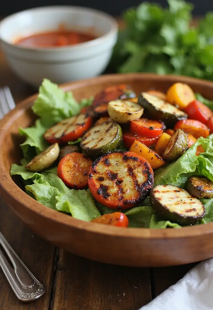 30 Romaine Salad Recipes That Are Crisp and Flavorful - 25. Grilled Vegetable and Romaine Salad