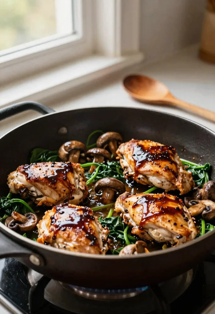 10 Balsamic Chicken Recipes for Sweet Savory and Elegant Flavor 2. One Pan Balsamic Chicken with Spinach and Mushrooms 0