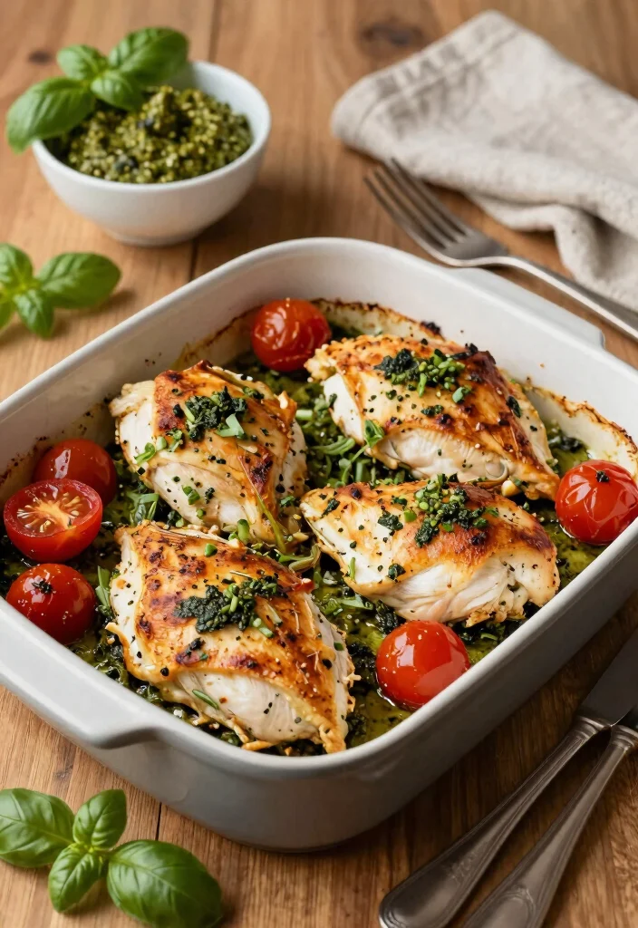 10 Pesto Chicken Recipes for Fresh Herby and Easy Gourmet Flavor 1 10 Pesto Chicken Recipes for Fresh Herby and Easy Gourmet Flavor 1. Classic Pesto Chicken Bake 0