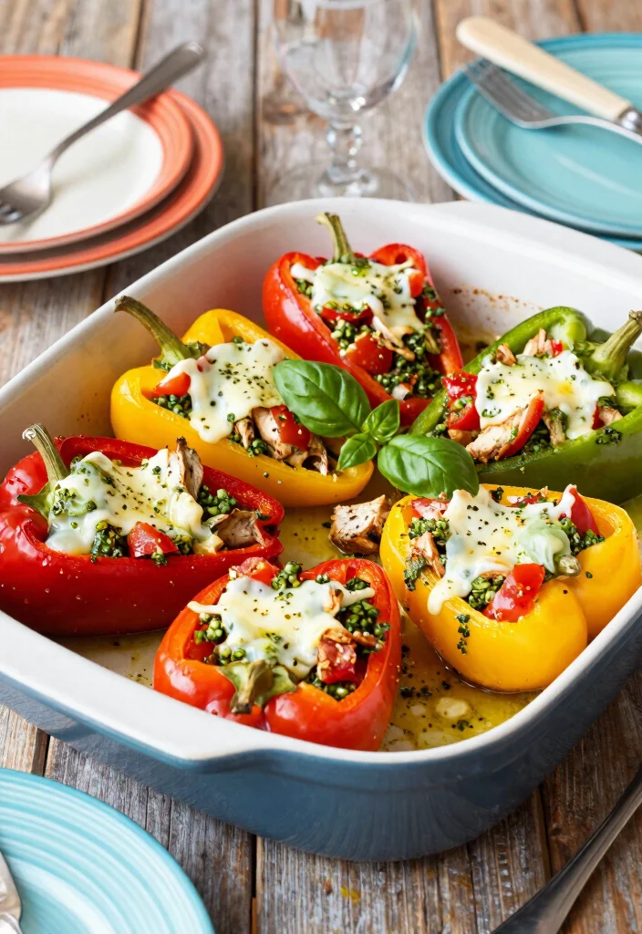 10 Pesto Chicken Recipes for Fresh Herby and Easy Gourmet Flavor 4 10 Pesto Chicken Recipes for Fresh Herby and Easy Gourmet Flavor 4. Pesto Chicken Stuffed Peppers 0