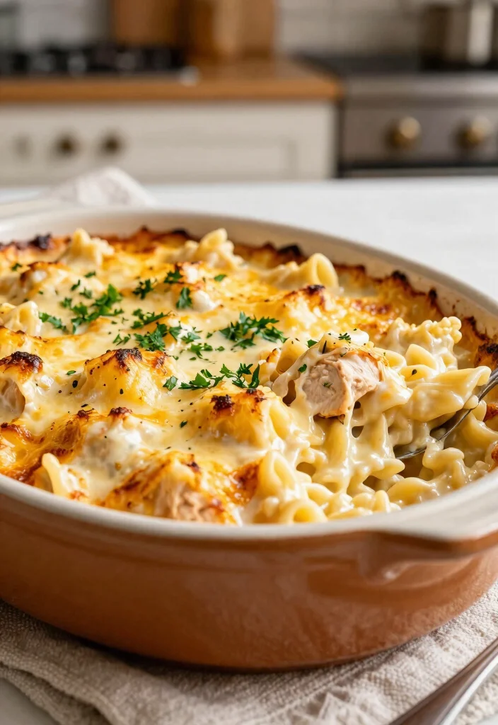 12 Baked Chicken Pasta Recipes for Cheesy Hearty Family Meals 1. Cheesy Chicken Alfredo Bake 0