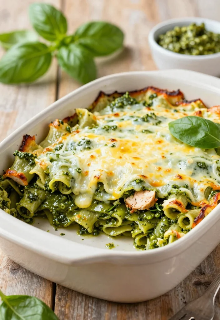 12 Baked Chicken Pasta Recipes for Cheesy Hearty Family Meals 2. Spinach and Chicken Pesto Bake 0